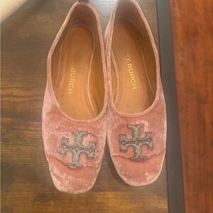 Tory Burch Blush Velvet Loafers